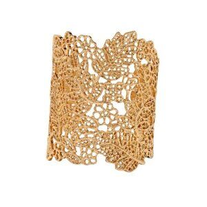 GOLD-TONE FILIGREE FLOWER CUFF BRACELET